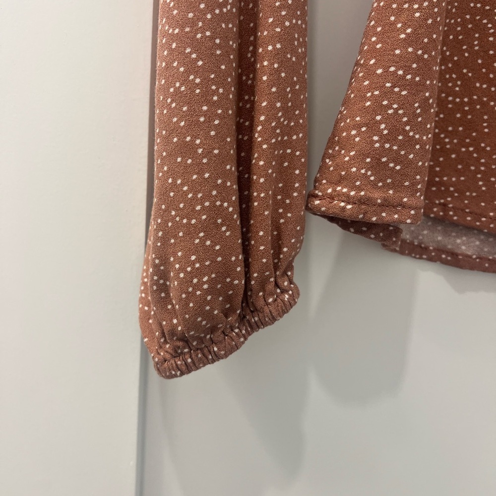 Pink long sleeve top with white polka dot details - Picture 5 of 5